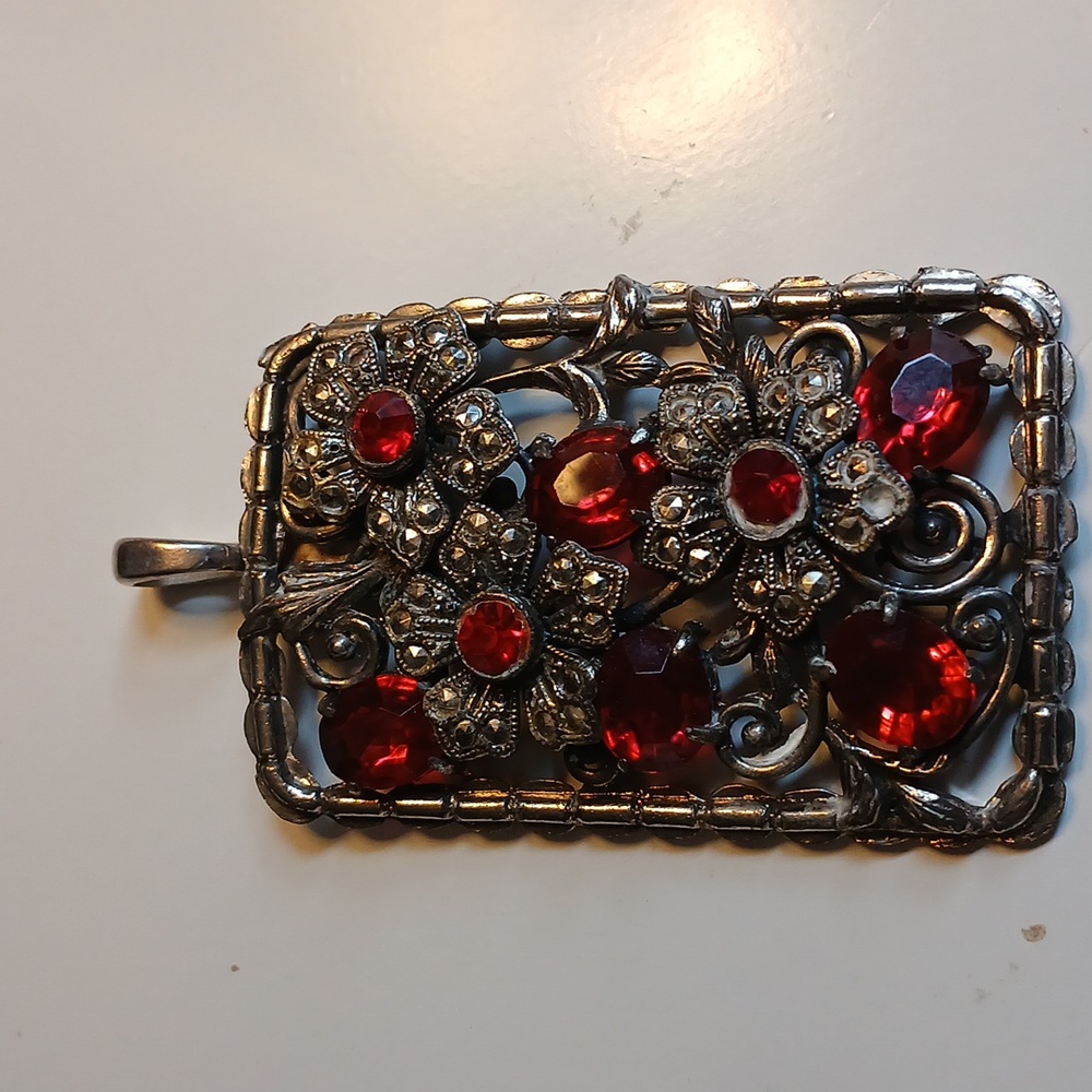 Statement Pendent Silvertone.Stone 3 Inches Ht X … - image 1